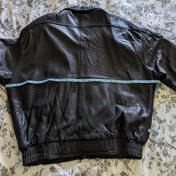 Black Leather Bomber Jacket - Picture 14 of 16